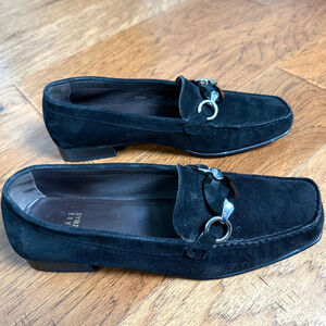Stuart Weitzman Lincoln Black Giant Decor Gemstone Suede Loafer Size 7.5 W $450